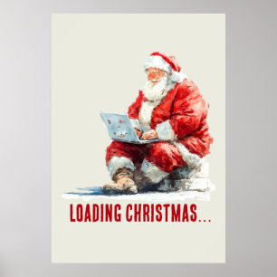 Poster Carregando Papai noel Engraçado de Natal