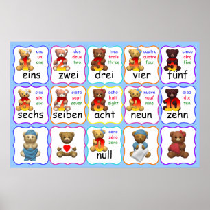 Pôster Carregue números educação, números, ingleses,