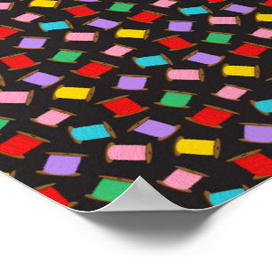 Poster Carretéis de Linha de Costura Preta Costureira Mod