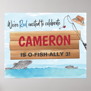 Poster Carretel de pesca para diversão, Festa de Aniversá