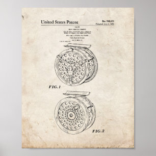 Pôster Carretel para a patente da pesca com mosca - olhar