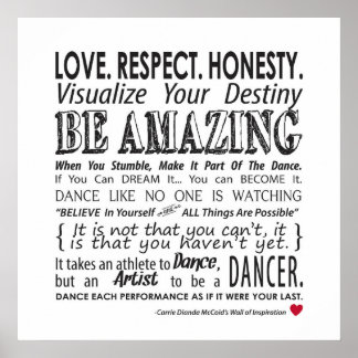 Poster Carrie's Inspirational Dance Cotes Poster- White