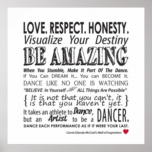Poster Carrie's Inspirational Dance Cotes Poster- White (Frente)