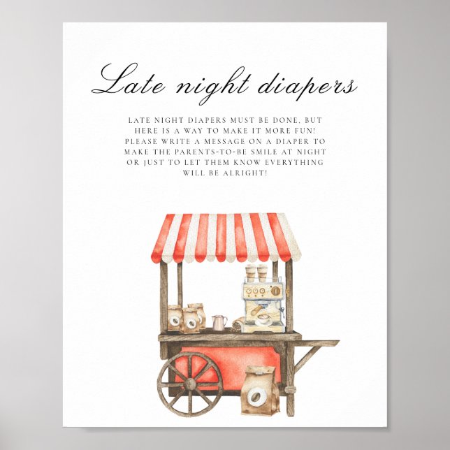 Poster Carrinho de café - Jogo de fraldas à noite (Frente)