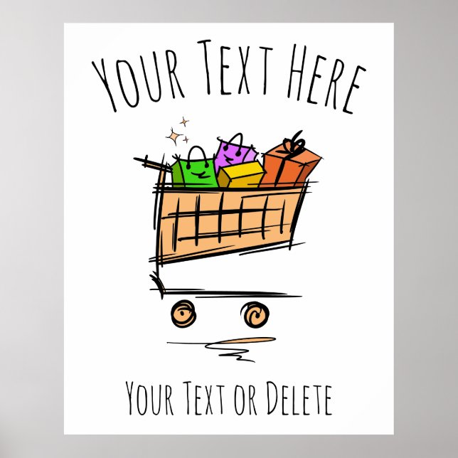 Poster Carrinho de compro/carrinho de cheio/venda de inve (Frente)