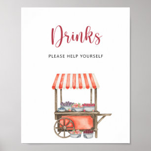 Poster Carrinho de frutas - Bebidas à vontade Cartaz