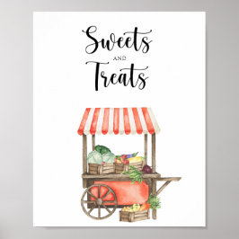 Poster Carrinho de mercado para chá de bebê - doces e gul