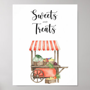 Poster Carrinho de mercado para chá de bebê - doces e gul
