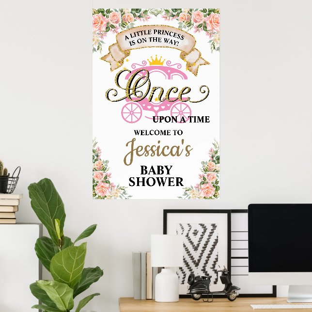 Poster Carrinho de Princesa Era Uma Vez Menina Bebê (Escritório em casa)