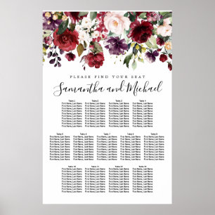 Poster Carrinho-Mesa Vermelho Burgundy Floral 13