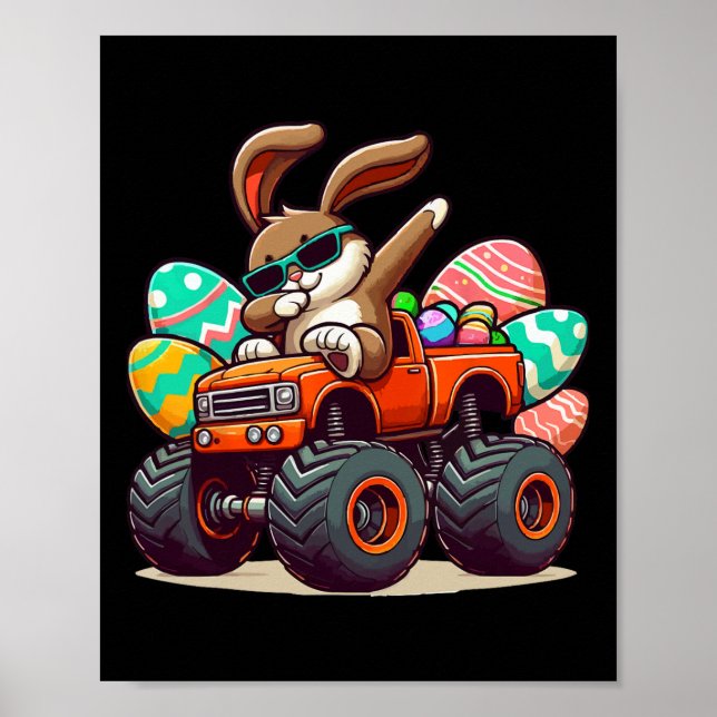 Poster Carrinho-Monstro De Felzs pascoa De Coelhinhos (Frente)