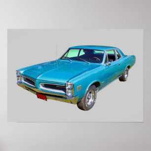 Pôster Carro 1966 do músculo de Pontiac Le Mans do azul