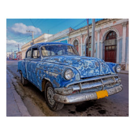 Pôster Carro americano clássico em Cienfuegos poster
