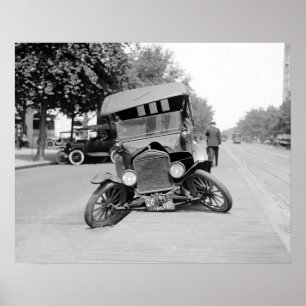 Poster Carro Antigo Acidentado, 1922. Foto Antiga