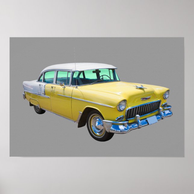 Poster Carro Antiquado de Chevrolet Bel Air 1955 (Frente)