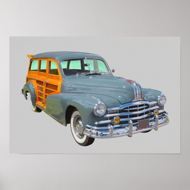 Poster Carro Antiquado Pontiac Silver Streak Woody, 1948 (Frente)