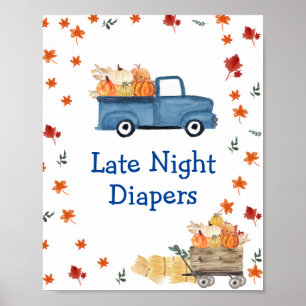 Poster Carro Azul Pumpkin Fralda Cartaz Noturno Tarde Pos