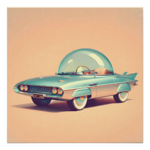 Pôster Carro Blaster de Bolha Futurista Atômica