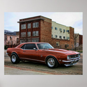 Poster carro chevy do músculo do camaro 1968