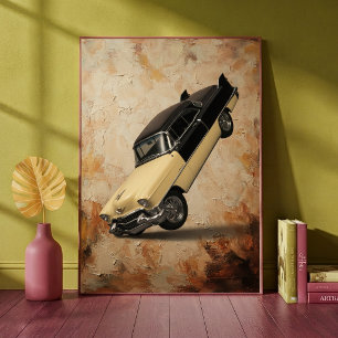 Poster Carro Clássico Antigo Fazendo um Wheelie Arte Mini