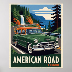 Poster Carro Clássico da Estrada de Oregon