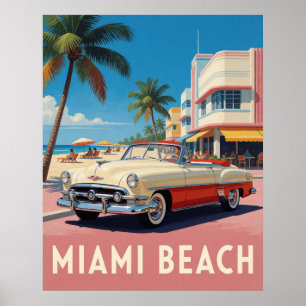 Poster 🌴 Carro Clássico da Praia de Miami