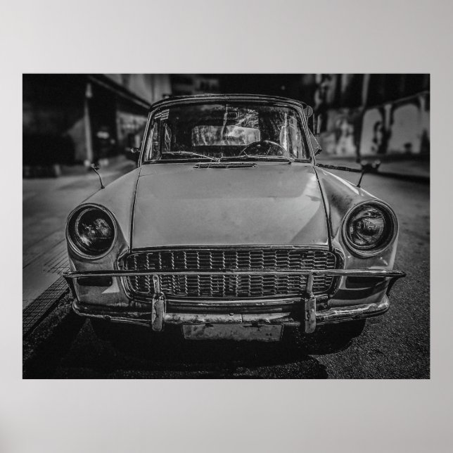 Poster Carro clássico estacionado na rua urbana (Frente)