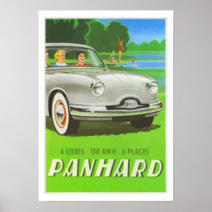 Pôster Carro clássico francês e pintura Panhard