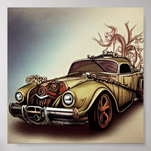 Poster Carro clássico Steampunk
