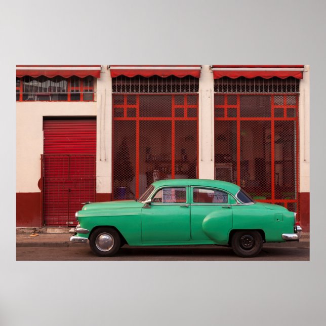 Poster Carro Clássico Verde, Cuba (Frente)