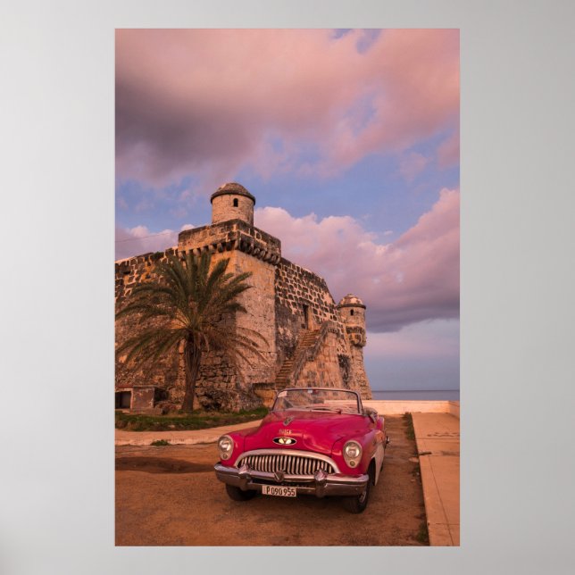 Pôster Carro Clássico Vermelho, Cuba (Frente)