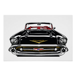 Pôster Carro Clássico Vintage Retro Arte Pop Frente