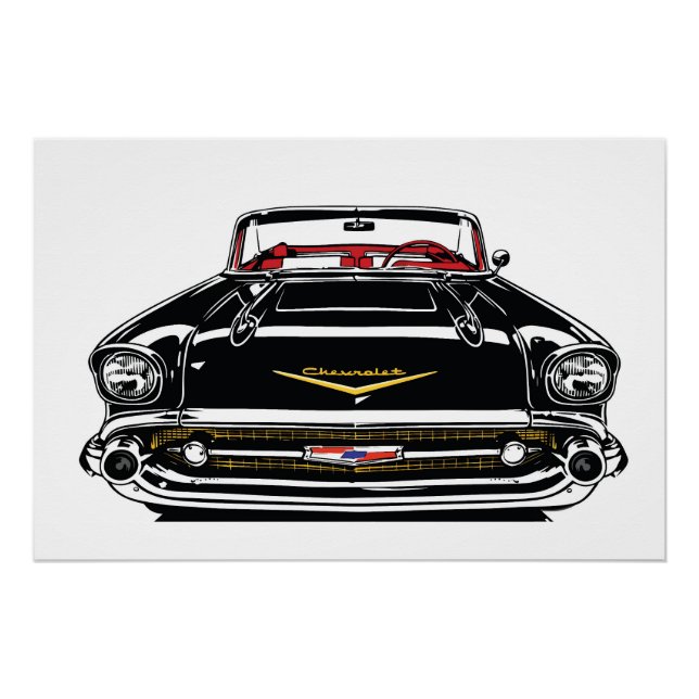 Pôster Carro Clássico Vintage Retro Arte Pop Frente (Frente)