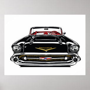 Poster Carro Clássico Vintage Retro Arte Pop Frente