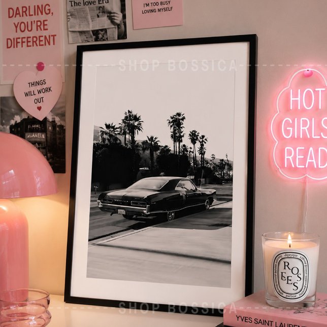 Poster Carro Clássico Vintage Retro Preto e Branco (vintage car poster, classic car wall art, retro muscle car print, black and white photography)