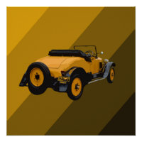 Carro Conversível Vintage Amarelo, Poster