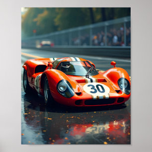 Poster Carro correndo número 69 em cores bonitas