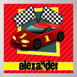 Pôster Carro-Corrida Vermelho; Escarlate Red Strips