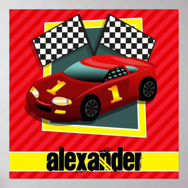 Pôster Carro-Corrida Vermelho; Escarlate Red Strips (Frente)