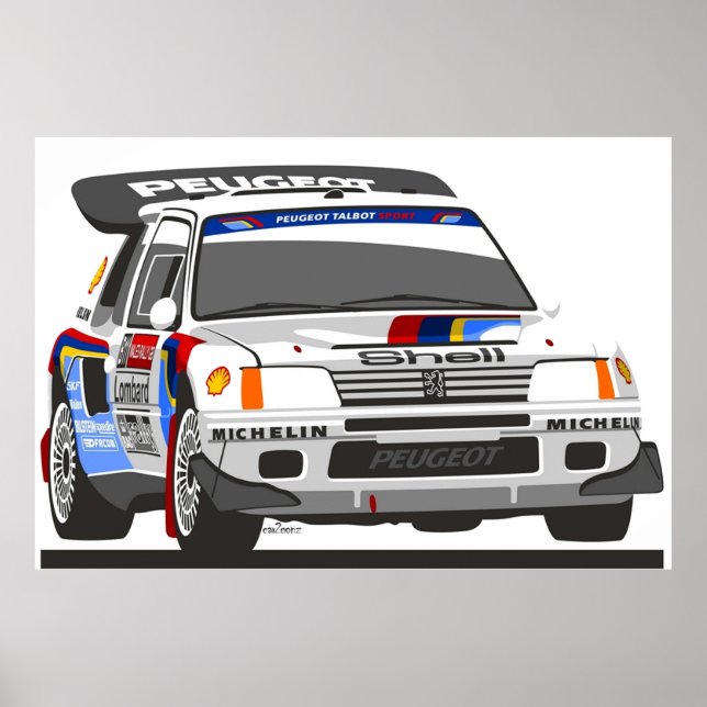 Poster Carro de comício do grupo B Peugeot 205 T16 (Frente)