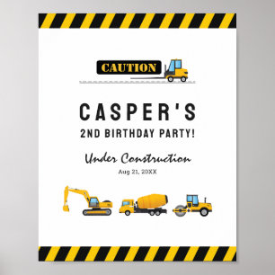 Poster Carro de Construção Carro de Aniversário Sinal de