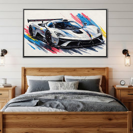 Poster Carro de Corrida de Entusiastas Futuristas