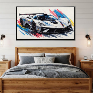 Poster Carro de Corrida de Entusiastas Futuristas