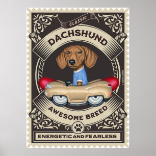 Poster Carro De Enchimento De Ouros De Dachshund Cute