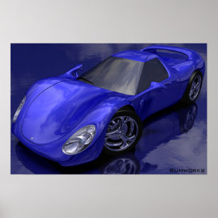 Pôster Carro de esportes azul