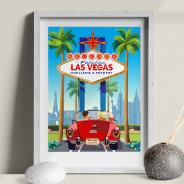 Poster Carro de Esportes Vermelhos de Casamento em Las Ve