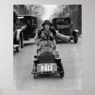 Poster Carro de pedal dirigível Flapper, 1924. Foto antig