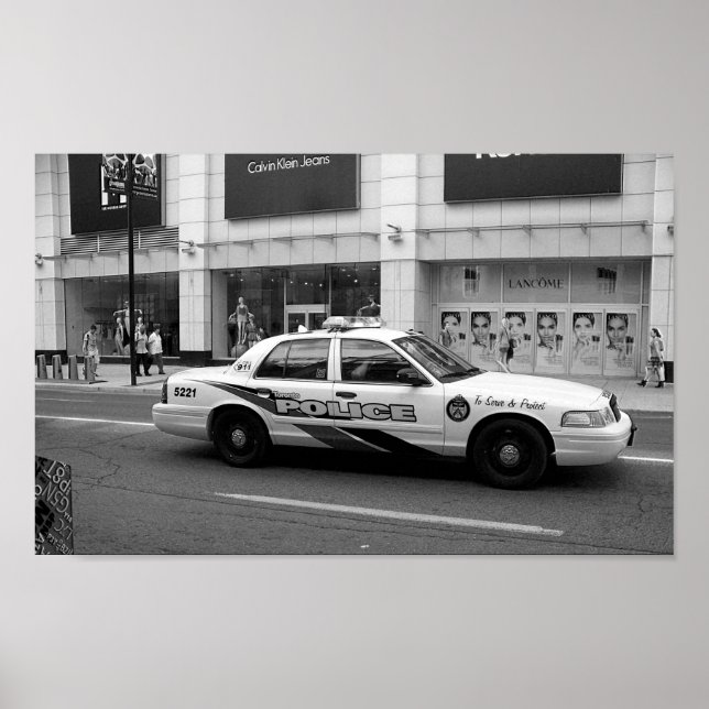 Pôster Carro De Polícia De Toronto, Fotografia Branca E P (Frente)
