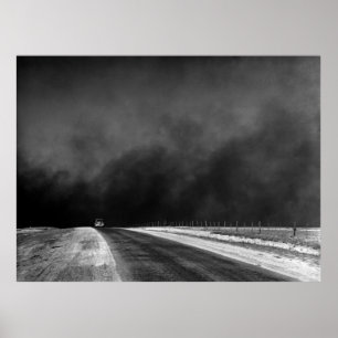 Poster Carro dirigindo o pavão do Texas na tigela de poei