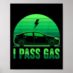 Poster Carro Elétrico I P Gás Engraçado Veículo Ev Pôr do